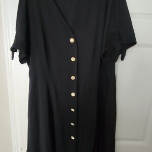 SHEIN Black Long Sleeve Dress with Gold Buttons